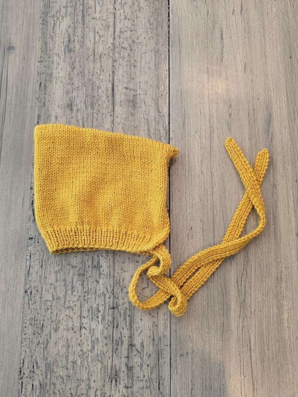 Hand-Knit Kids Bonnet - Mustard Yellow